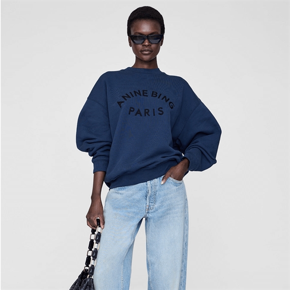 Anine Bing Jaci Sweatshirt Paris, Washed Navy